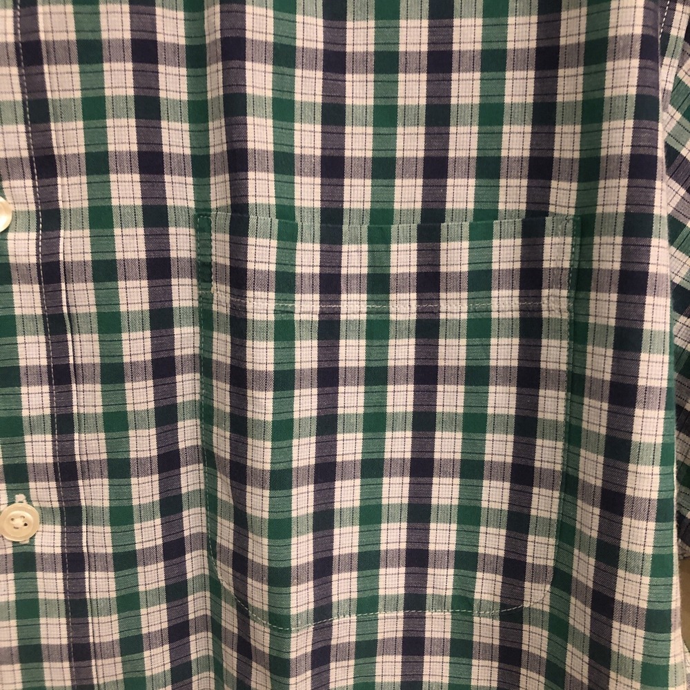 Brooks Brothers Mens Medium 346 Navy Green Plaid Button Shirt - Picture 2 of 5